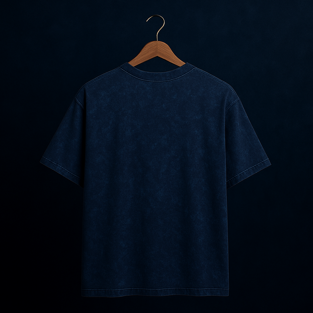 Acid Wash T Shirt Oversized Navy-Blue – Premium French Terry Cotton 240 GSM