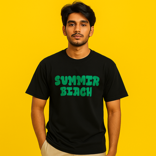 Black Drop Shoulder T Shirt - Premium Cotton Lycra 220 GSM