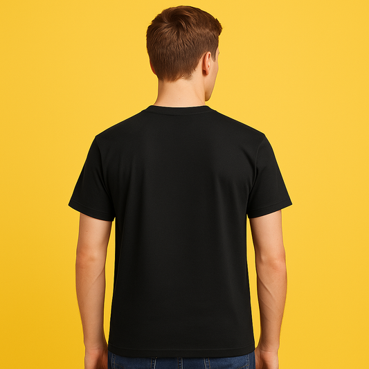 Black Printed T-Shirt – Premium Cotton Spandex Regular Fit Black